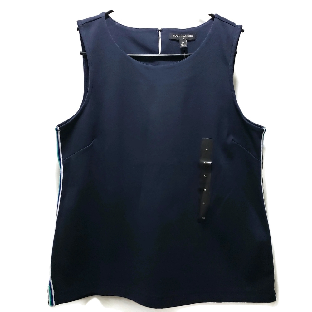 Banana republic women navy side stipe top M A2#2